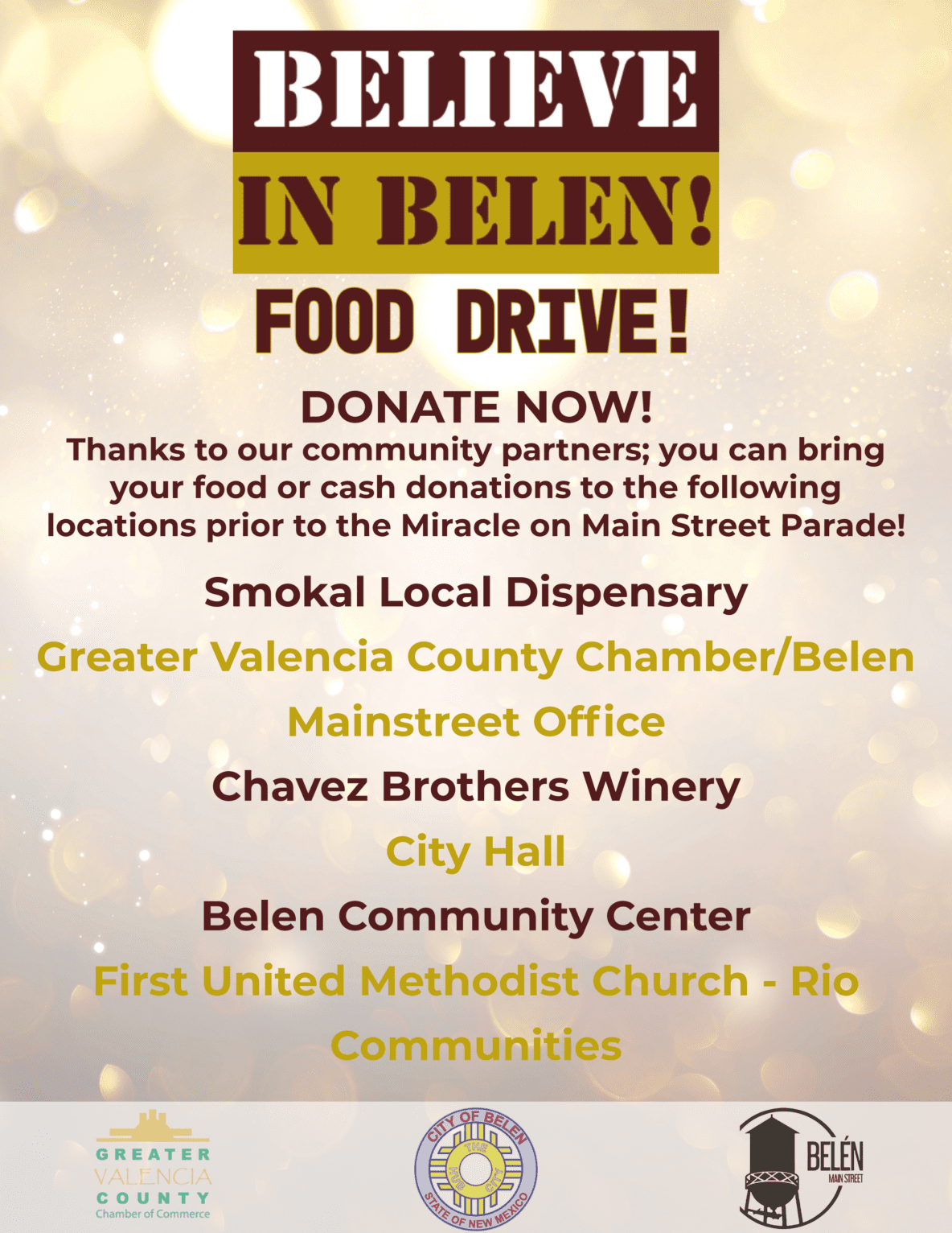 Believe in Belen Food Drive: Drop-off locations - City of Belen