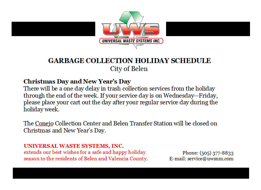 Featured image for “Garbage Collection Holiday Schedule”